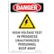 Signmission Safety Sign, OSHA Danger, 5" Height, High Voltage Test, Portrait OS-DS-D-35-V-2230 - alternate 1